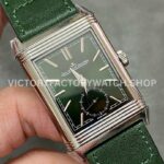 MG Factory Jaeger-LeCoultre Reverso Double-Sided Dual Time Zone Q397843J 29mm Steel Leath (7) MG Factory Jaeger-LeCoultre Reverso Double-Sided Dual Time Zone Q397843J 29mm Steel Leather Strap Green Dial