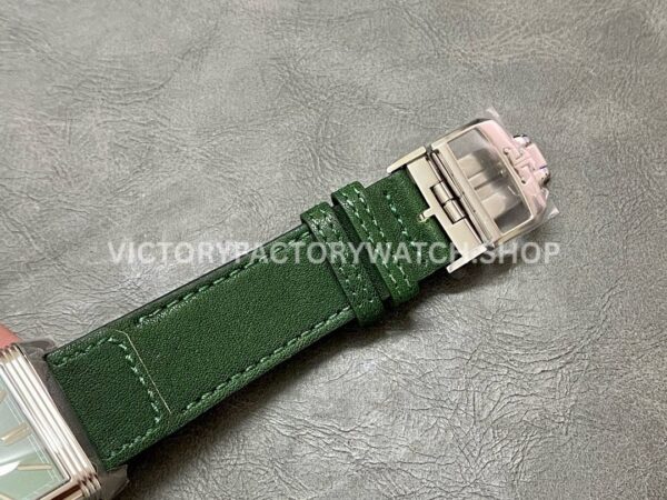 MG Factory Jaeger-LeCoultre Reverso Double-Sided Dual Time Zone Q397843J 29mm Steel Leath (8) MG Factory Jaeger-LeCoultre Reverso Double-Sided Dual Time Zone Q397843J 29mm Steel Leather Strap Green Dial
