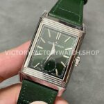 MG Factory Jaeger-LeCoultre Reverso Double-Sided Dual Time Zone Q397843J 29mm Steel Leather (1) MG Factory Jaeger-LeCoultre Reverso Double-Sided Dual Time Zone Q397843J 29mm Steel Leather Strap Green Dial