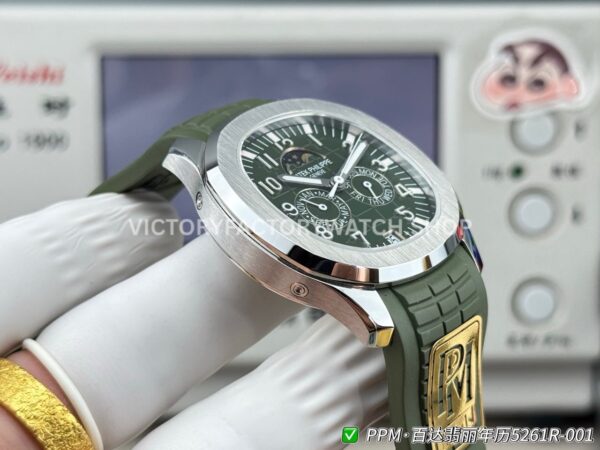 PPM Factory Patek Philippe Aquanaut 5261 40mm Steel Green Rubber Strap Green Dial (3) PPM Factory Patek Philippe Aquanaut 5261 40mm Steel Green Rubber Strap Green Dial