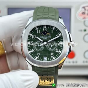 PPM Factory Patek Philippe Aquanaut 5261 40mm Steel Green Rubber Strap Green Dial