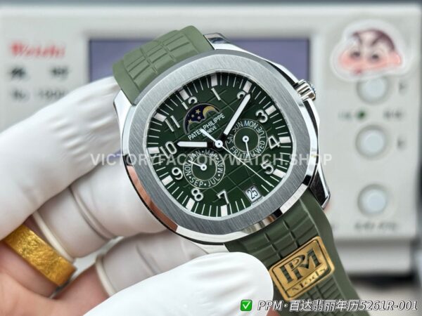 PPM Factory Patek Philippe Aquanaut 5261 40mm Steel Green Rubber Strap Green Dial (6) PPM Factory Patek Philippe Aquanaut 5261 40mm Steel Green Rubber Strap Green Dial