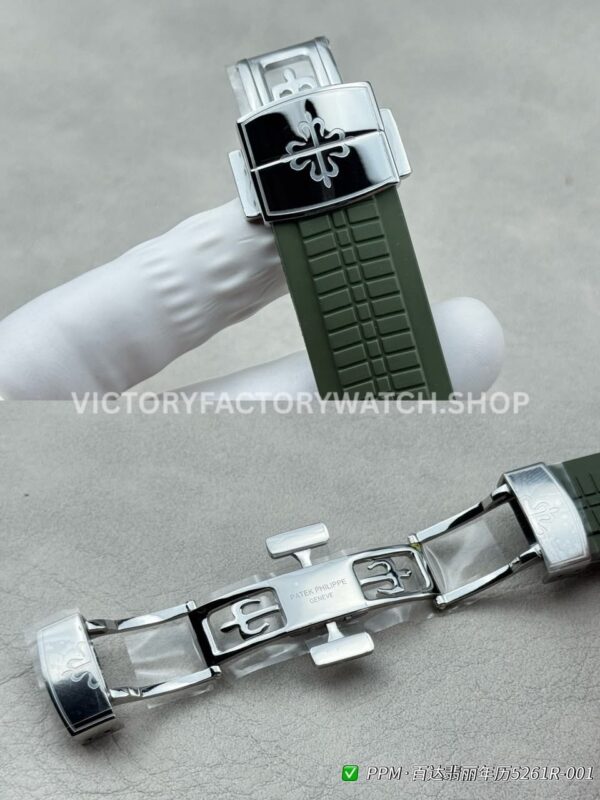 PPM Factory Patek Philippe Aquanaut 5261 40mm Steel Green Rubber Strap Green Dial (8) PPM Factory Patek Philippe Aquanaut 5261 40mm Steel Green Rubber Strap Green Dial