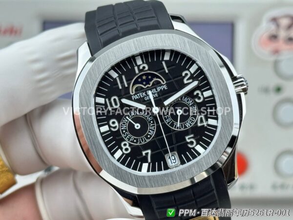 PPM Factory Patek Philippe Aquanaut 5261A-001 40mm Steel Black Rubber Strap Black Dial