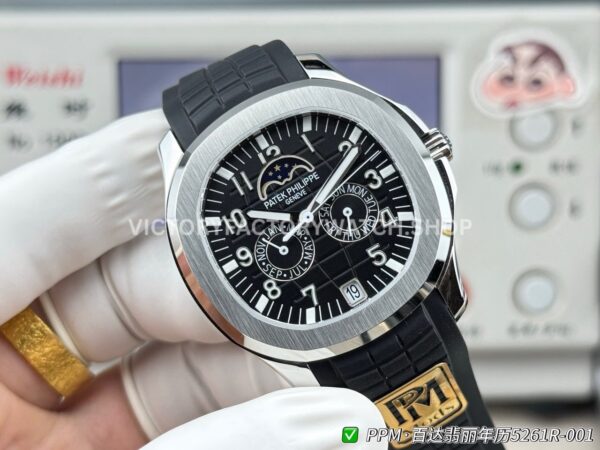 PPM Factory Patek Philippe Aquanaut 5261A-001 40mm Steel Black Rubber Strap Black Dial