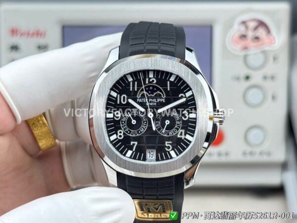PPM Factory Patek Philippe Aquanaut 5261A-001 40mm Steel Black Rubber Strap Black Dial