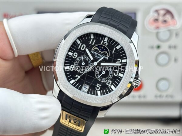 PPM Factory Patek Philippe Aquanaut 5261A-001 40mm Steel Black Rubber Strap Black Dial