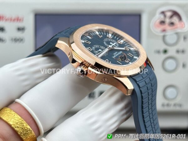 PPM Factory Patek Philippe Aquanaut 5261R-001 40mm Rose Gold Blue Rubber Strap Blue Dial