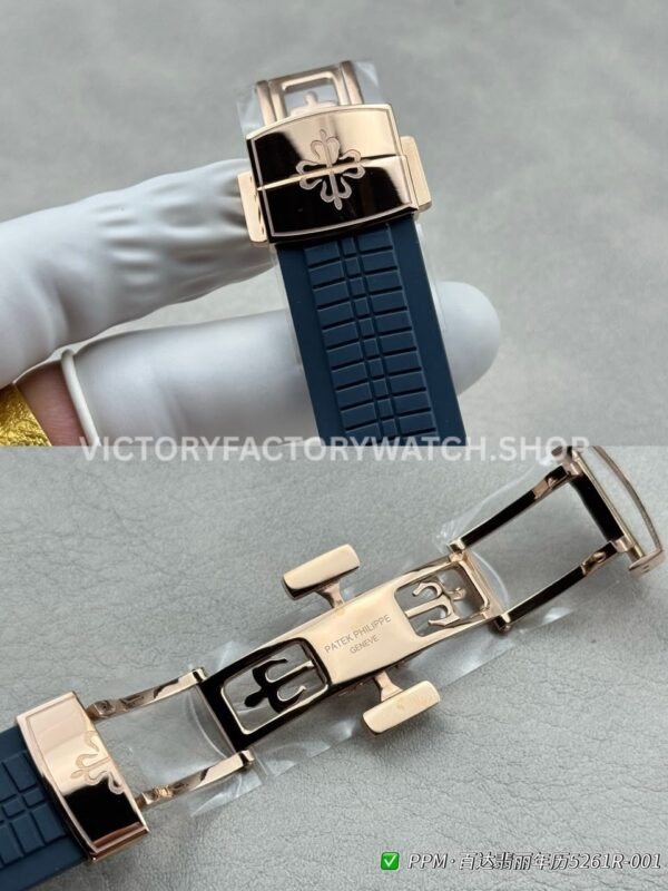 PPM Factory Patek Philippe Aquanaut 5261R-001 40mm Rose Gold Blue Rubber Strap Blue Dial