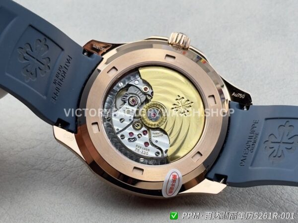PPM Factory Patek Philippe Aquanaut 5261R-001 40mm Rose Gold Blue Rubber Strap Blue Dial