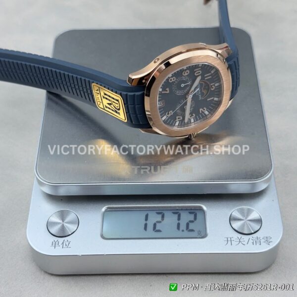 PPM Factory Patek Philippe Aquanaut 5261R-001 40mm Rose Gold Blue Rubber Strap Blue Dial