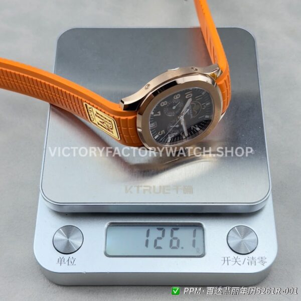 PPM Factory Patek Philippe Aquanaut 5261R 40mm Rose Glod Orange Rubber Strap Brown Dial (1) PPM Factory Patek Philippe Aquanaut 5261R 40mm Rose Glod Orange Rubber Strap Brown Dial