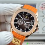 PPM Factory Patek Philippe Aquanaut 5261R 40mm Rose Glod Orange Rubber Strap Brown Dial (4) PPM Factory Patek Philippe Aquanaut 5261R 40mm Rose Glod Orange Rubber Strap Brown Dial