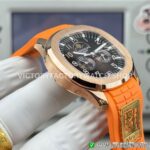 PPM Factory Patek Philippe Aquanaut 5261R 40mm Rose Glod Orange Rubber Strap Brown Dial (6) PPM Factory Patek Philippe Aquanaut 5261R 40mm Rose Glod Orange Rubber Strap Brown Dial