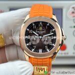 PPM Factory Patek Philippe Aquanaut 5261R 40mm Rose Glod Orange Rubber Strap Brown Dial (7) PPM Factory Patek Philippe Aquanaut 5261R 40mm Rose Glod Orange Rubber Strap Brown Dial