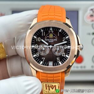 PPM Factory Patek Philippe Aquanaut 5261R 40mm Rose Glod Orange Rubber Strap Brown Dial