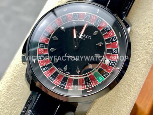 TW Factory Jacob &  Co. Casino Tourbillon CA100.40.AA.AA.ABALA 44mm Black Steel Leather Strap Black Dial