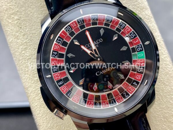 TW Factory Jacob &  Co. Casino Tourbillon CA100.40.AA.AA.ABALA 44mm Black Steel Leather Strap Black Dial