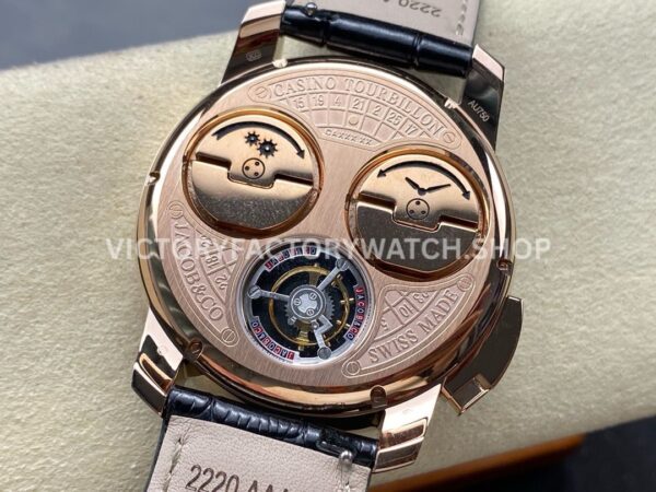 TW Factory Jacob & Co. Casino Tourbillon CA100.40.AA.AA.ABALA 44mm Rose Gold Leather Strap Black Dial