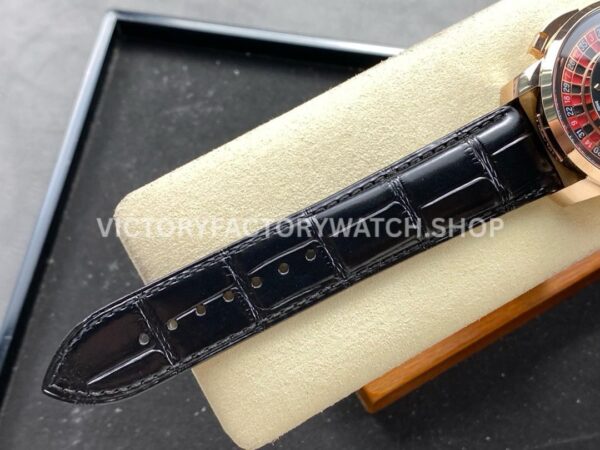 TW Factory Jacob & Co. Casino Tourbillon CA100.40.AA.AA.ABALA 44mm Rose Gold Leather Strap Black Dial