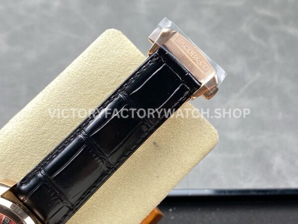 TW Factory Jacob & Co. Casino Tourbillon CA100.40.AA.AA.ABALA 44mm Rose Gold Leather Strap Black Dial