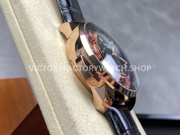 TW Factory Jacob & Co. Casino Tourbillon CA100.40.AA.AA.ABALA 44mm Rose Gold Leather Strap Black Dial