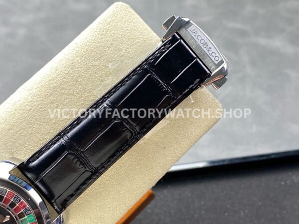 TW Factory Jacob & Co. Casino CA100.40.AA.AA.ABALA 44mm Steel Leather Strap Black Dial