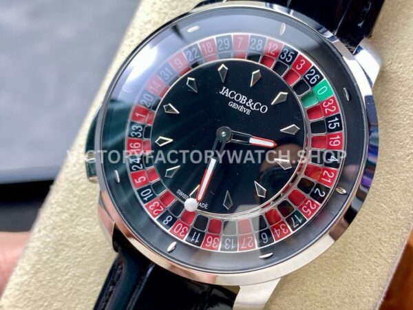 TW Factory Jacob & Co. Casino CA100.40.AA.AA.ABALA 44mm Steel Leather Strap Black Dial
