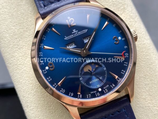 TW Factory Jaeger-LeCoultre Master Calendar Q1552520 39mm Rose Gold Blue Dial (1) TW Factory Jaeger-LeCoultre Master Calendar Q1552520 39mm Rose Gold Leather Strap Blue Dial