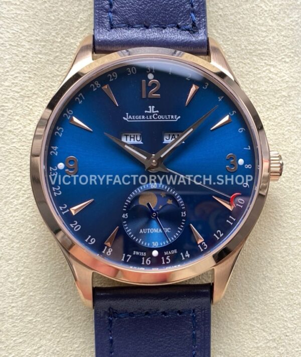 TW Factory Jaeger-LeCoultre Master Calendar Q1552520 39mm Rose Gold Blue Dial (4) TW Factory Jaeger-LeCoultre Master Calendar Q1552520 39mm Rose Gold Leather Strap Blue Dial