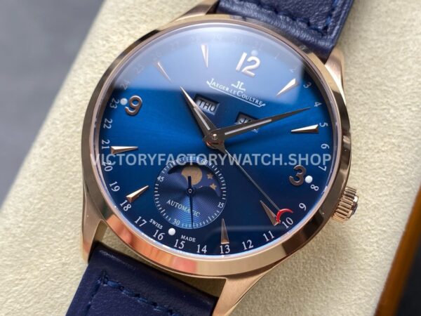TW Factory Jaeger-LeCoultre Master Calendar Q1552520 39mm Rose Gold Blue Dial (5) TW Factory Jaeger-LeCoultre Master Calendar Q1552520 39mm Rose Gold Leather Strap Blue Dial
