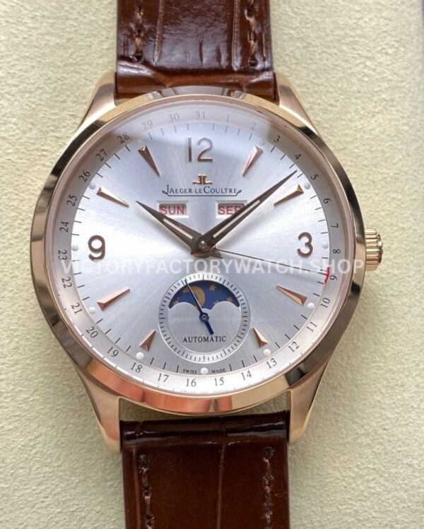 TW Factory Jaeger-LeCoultre Master Calendar Q1552520 39mm Rose Gold Leather Strap Silver Dial