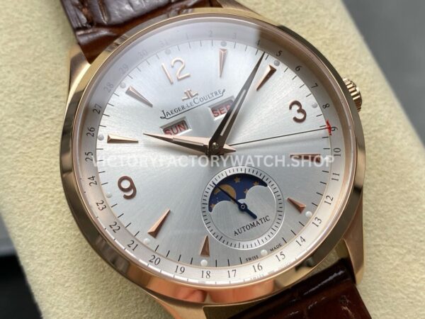 TW Factory Jaeger-LeCoultre Master Calendar Q1552520 39mm Rose Gold Leather Strap Silver Dial