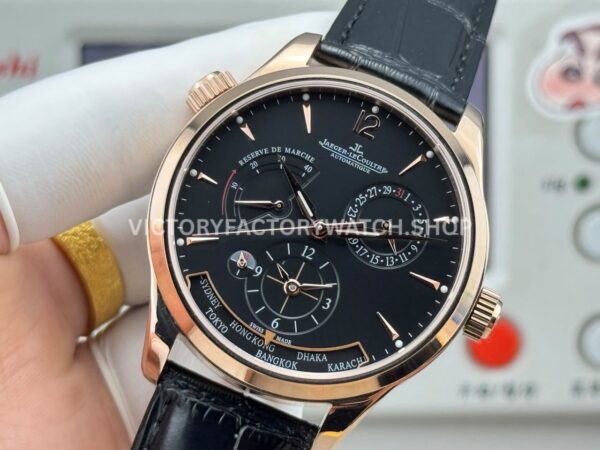 TWA Factory Jaeger-LeCoultre Master Geographic 142.240.927SB 39mm Rose Gold Leather Strap Black Dial (4) TWA Factory Jaeger-LeCoultre Master Geographic 142.240.927SB 39mm Rose Gold Leather Strap Black Dial
