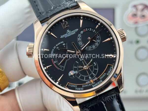TWA Factory Jaeger-LeCoultre Master Geographic 142.240.927SB 39mm Rose Gold Leather Strap Black Dial (5) TWA Factory Jaeger-LeCoultre Master Geographic 142.240.927SB 39mm Rose Gold Leather Strap Black Dial