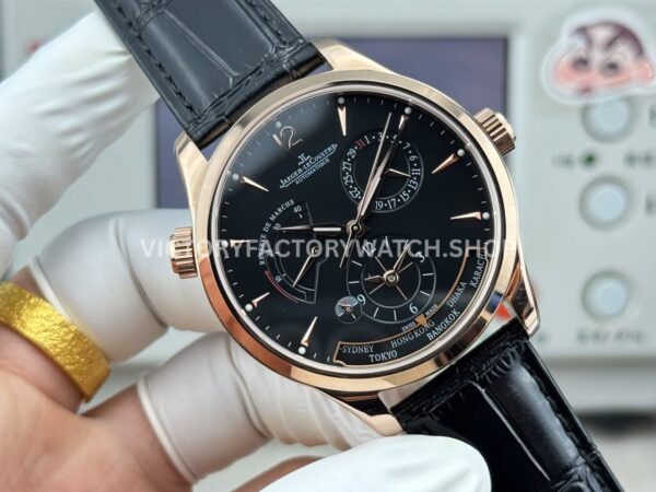 TWA Factory Jaeger-LeCoultre Master Geographic 142.240.927SB 39mm Rose Gold Leather Strap Black Dial (9) TWA Factory Jaeger-LeCoultre Master Geographic 142.240.927SB 39mm Rose Gold Leather Strap Black Dial