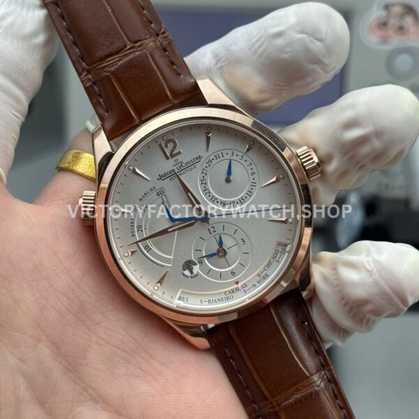 TWA Factory Jaeger-LeCoultre Master Geographic 1422521 39mm Rose Gold Brown Leather Strap Silver Dial (2) TWA Factory Jaeger-LeCoultre Master Geographic 1422521 39mm Rose Gold Brown Leather Strap Silver Dial