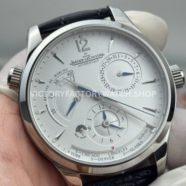 TWA Factory Jaeger-LeCoultre Master Geographic Q1428421 39mm Steel Leather Strap Silver Dial (8) TWA Factory Jaeger-LeCoultre Master Geographic Q1428421 39mm Steel Leather Strap Silver Dial
