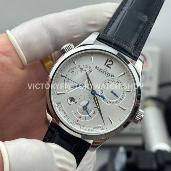 TWA Factory Jaeger-LeCoultre Master Geographic Q1428421 39mm Steel Leather Strap Silver Dial (9) TWA Factory Jaeger-LeCoultre Master Geographic Q1428421 39mm Steel Leather Strap Silver Dial