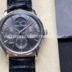 V9 Factory Jaeger-LeCoultre Master Ultra Thin Perpetual 130354j 39mm Steel Leather Strap Grey Dial