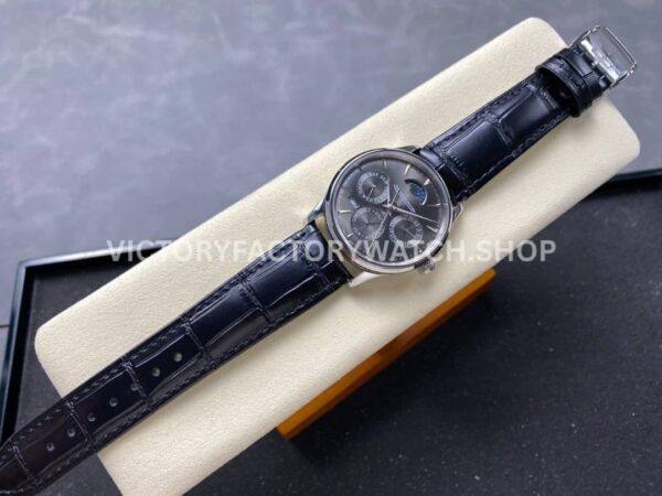 V9 Factory Jaeger-LeCoultre Master Ultra Thin Perpetual 130354j 39mm Steel Leather Strap Grey Dial