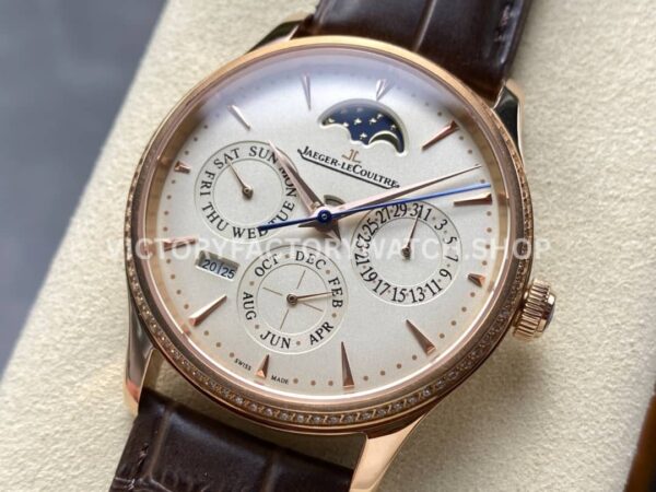 V9 Factory Jaeger-LeCoultre Master Ultra Thin Perpetual Q1302501 Rose Gold Diamond Bezel White Dia (7) V9 Factory Jaeger-LeCoultre Master Ultra Thin Perpetual Q1302501 39mm Rose Gold Diamond Bezel White Dial
