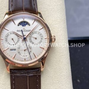 V9 Factory Jaeger-LeCoultre Master Ultra Thin Perpetual Q1302520 39mm Rose Gold Leather Strap (10) V9 Factory Jaeger-LeCoultre Master Ultra Thin Perpetual Q1302520 39mm Rose Gold Leather Strap White Dial