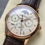 V9 Factory Jaeger-LeCoultre Master Ultra Thin Perpetual Q1302520 39mm Rose Gold Leather Strap V9 Factory Jaeger-LeCoultre Master Ultra Thin Perpetual Q1302520 39mm Rose Gold Leather Strap White Dial