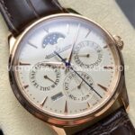 V9 Factory Jaeger-LeCoultre Master Ultra Thin Perpetual Q1302520 39mm Rose Gold Leather Strap (6) V9 Factory Jaeger-LeCoultre Master Ultra Thin Perpetual Q1302520 39mm Rose Gold Leather Strap White Dial