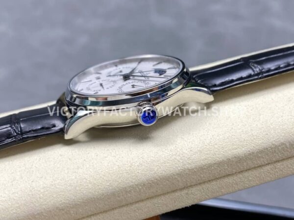 V9 Factory Jaeger-LeCoultre Master Ultra Thin Perpetual Q130842J 39mm Steel Leather Strap White D V9 Factory Jaeger-LeCoultre Master Ultra Thin Perpetual Q130842J 39mm Steel Leather Strap White Dial