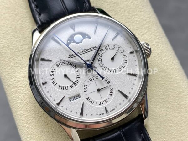 V9 Factory Jaeger-LeCoultre Master Ultra Thin Perpetual Q130842J 39mm Steel Leather Strap White D (7) V9 Factory Jaeger-LeCoultre Master Ultra Thin Perpetual Q130842J 39mm Steel Leather Strap White Dial