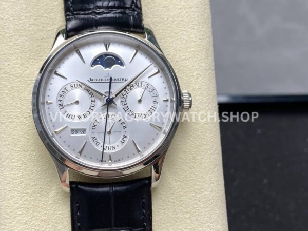 V9 Factory Jaeger-LeCoultre Master Ultra Thin Perpetual Q130842J 39mm Steel Leather Strap Silver Dial