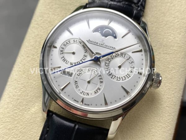 V9 Factory Jaeger-LeCoultre Master Ultra Thin Perpetual Q130842J 39mm Steel Leather Strap Silver Dial