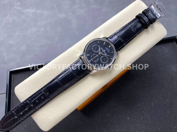 V9 Factory Jaeger-LeCoultre Master Ultra Thin Perpetual Q1308470 39mm Steel Leather Strap Black D (11) V9 Factory Jaeger-LeCoultre Master Ultra Thin Perpetual Q1308470 39mm Steel Leather Strap Black Dial